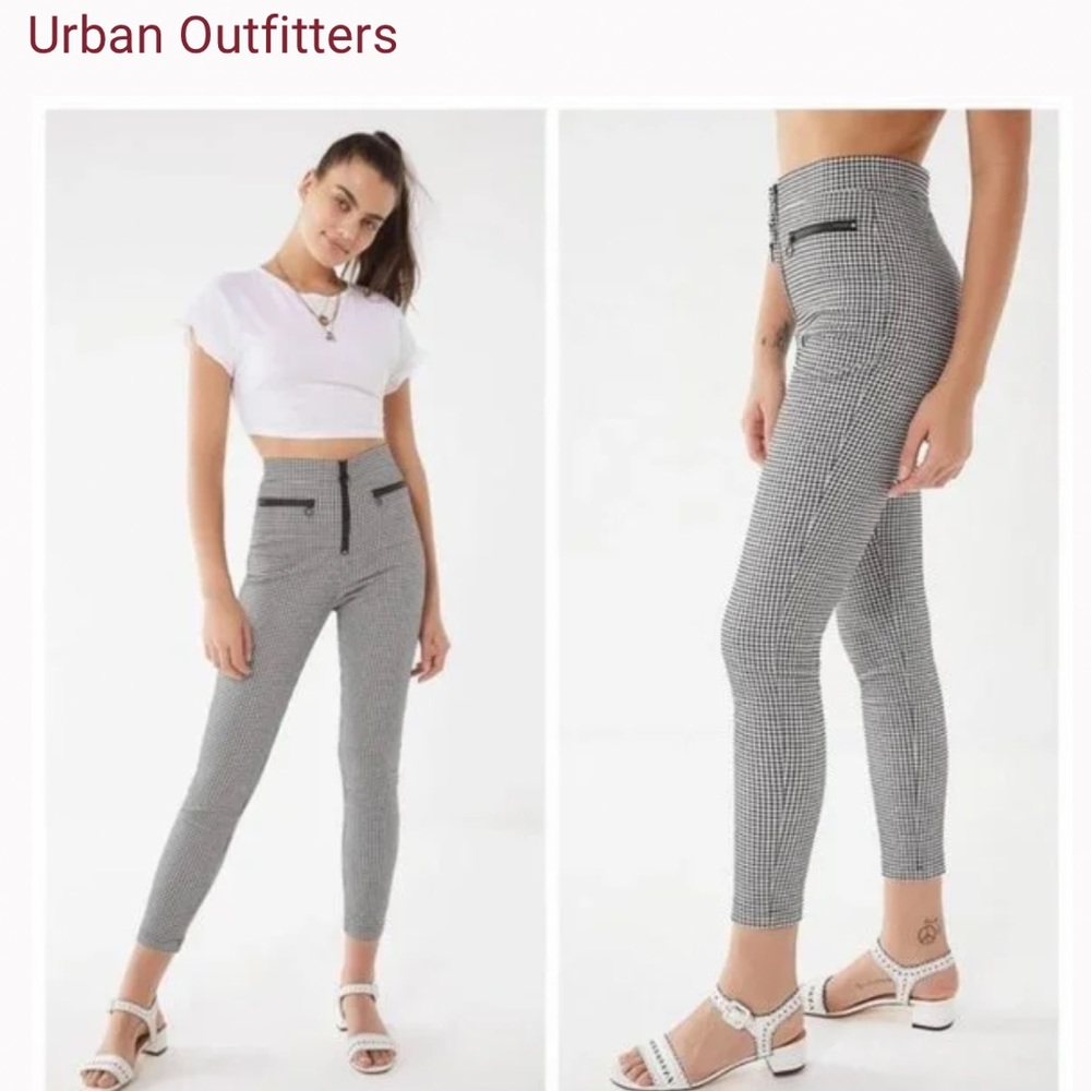 Urban Outfitters Black and white checkered Pants with front zip closure